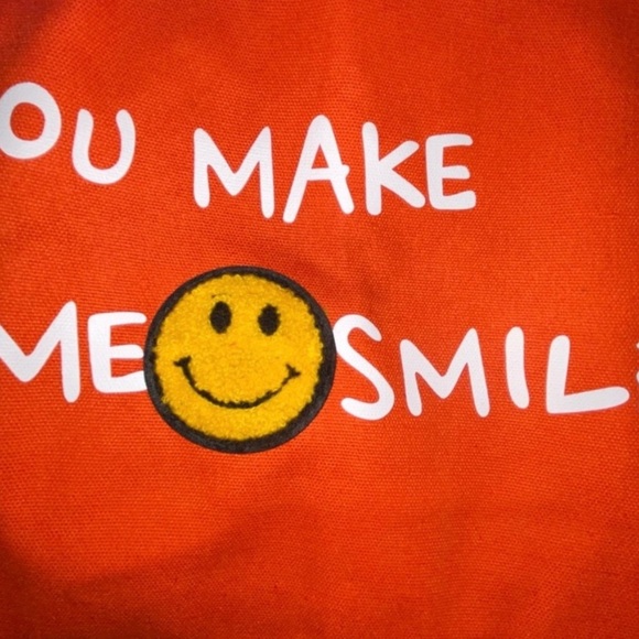 Orange Tote Bag with Smile Design - Picture 5 of 5